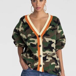 KBB by KAHLANA Women's 'The Slouchy Cardigan' - Olive Camo